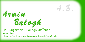 armin balogh business card